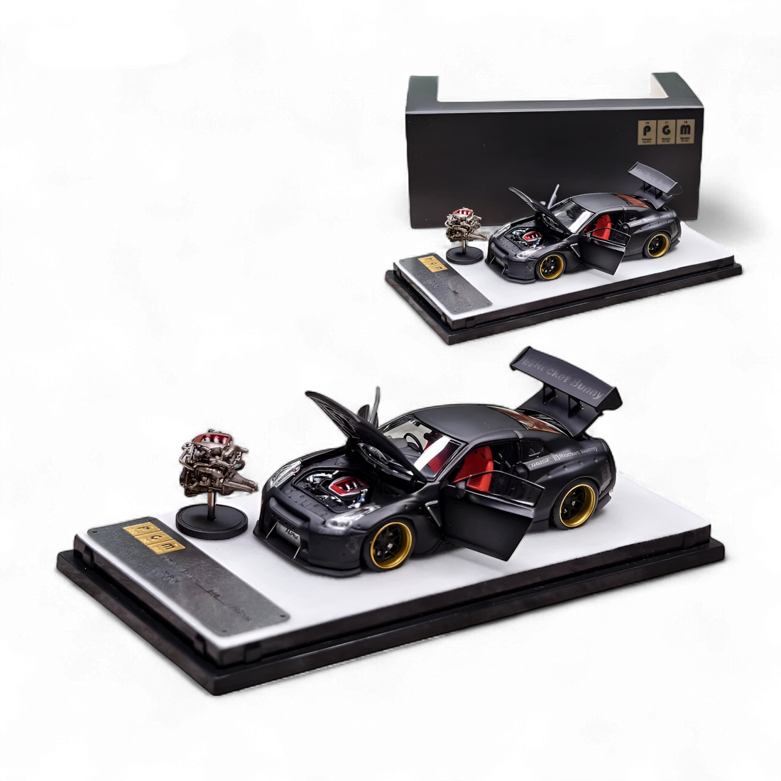 Nissan Rocket Bunny R35 Matte Black 1:64 by PGM 