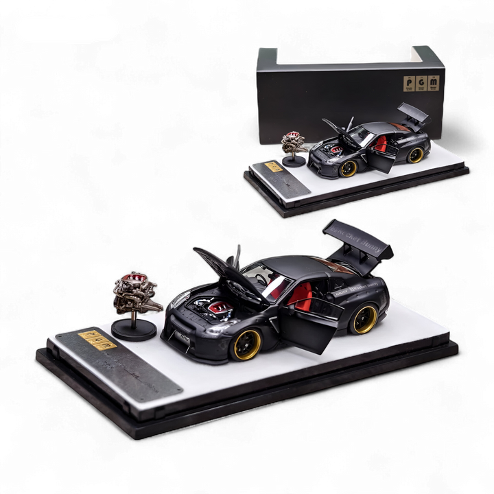 Nissan Rocket Bunny R35 Matte Black 1:64 by PGM 