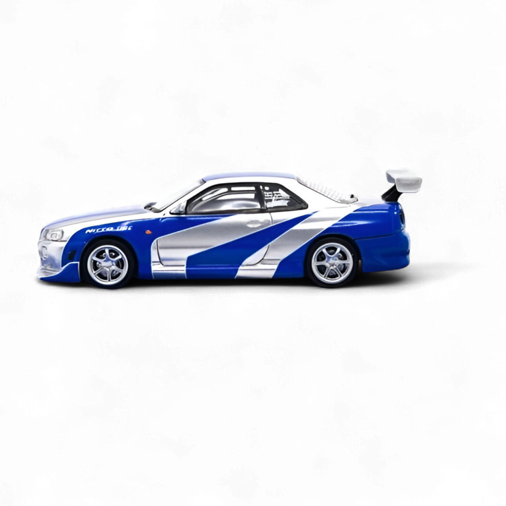 timemicroスカイライン GT-R R34 ミニカー 1/64 Nissan Skyline GT-R R34 Blue Silver 1:64 Diecast Model Car