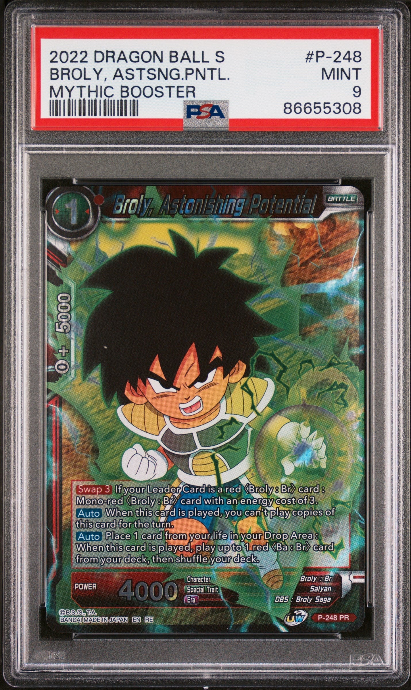 2022 DRAGON BALL SUPER MYTHIC BOOSTER BROLY, ASTSNG.PNTL. #P-248 - PSA 9