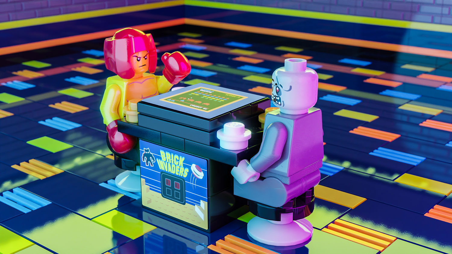 Brick Invaders 2-Player Classic Arcade made using LEGO parts - B3 Customs 3