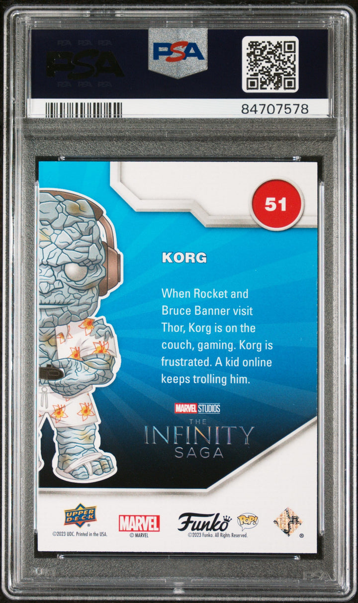2023 UPPER DECK FUNKO POP MARVEL  KORG GAMER PATINA #51  PSA 10 2