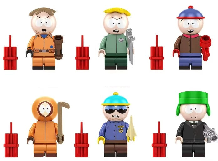Cartoon Town Crew Custom Minifig Set (6-Pack) – Funny Animated Friends for Lego