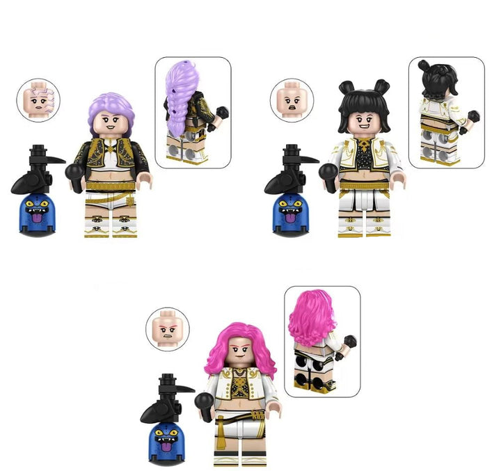 K-Pop Demon Squad Custom Minifig Set – Anime Idol Warriors Collection for Lego