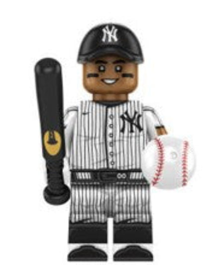 Aaron Judge New York Yankees baseball LEGO-compatible custom minifigure with bat and baseball