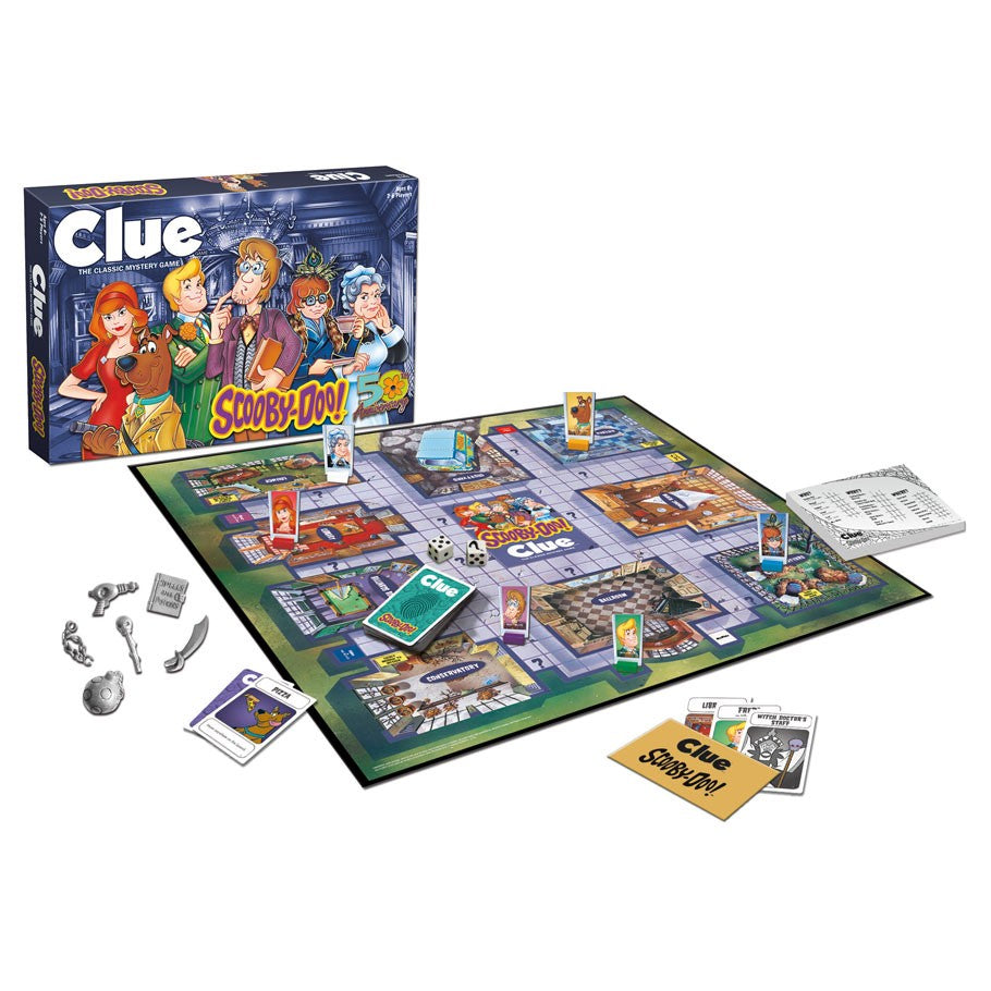 Clue Scooby-Doo mystery board game set with board cards and pieces