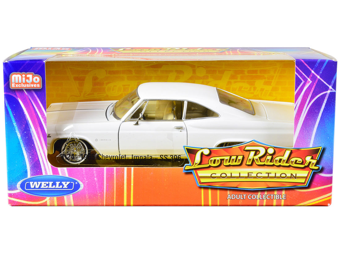 1965 Chevrolet Impala SS 396 Lowrider White "Low Rider Collection" 1/24 Diecast Model Car by Welly-0