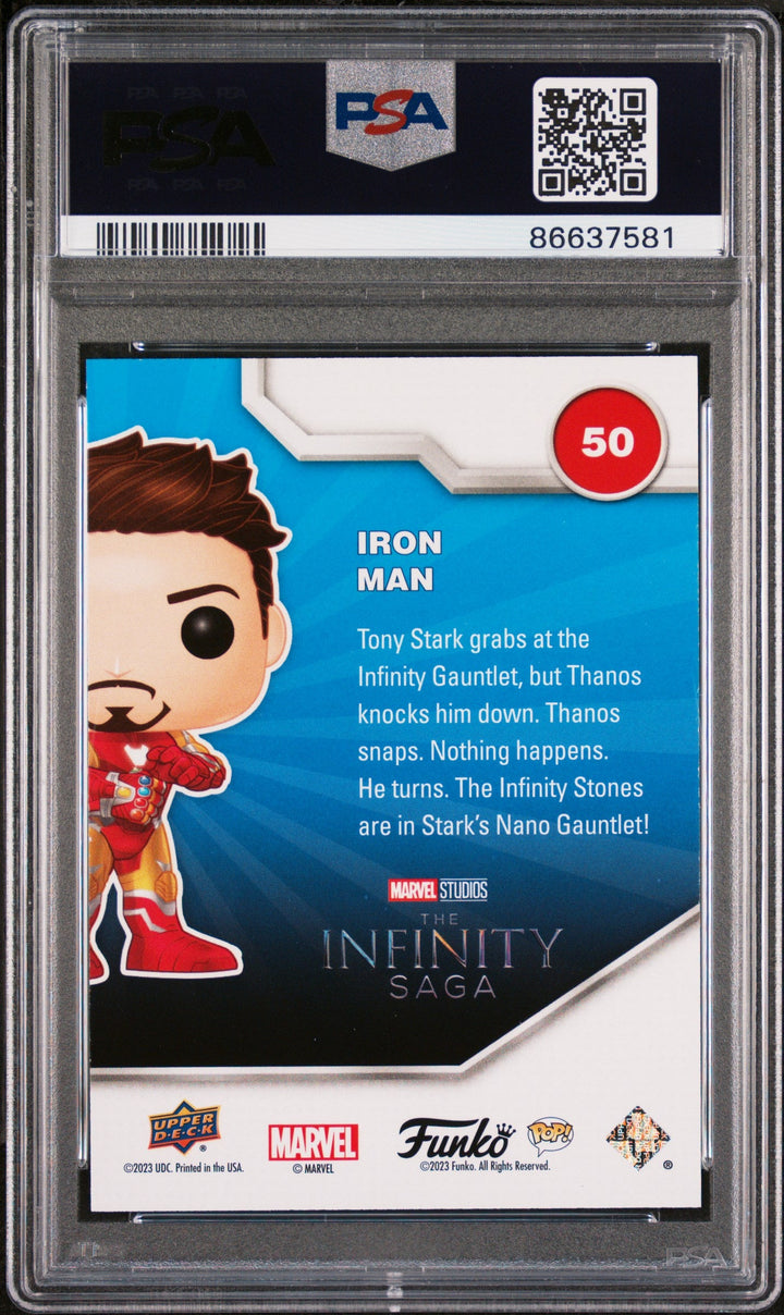 2023 UPPER DECK FUNKO POP MARVEL  IRON MAN PATINA #50  PSA 10 2