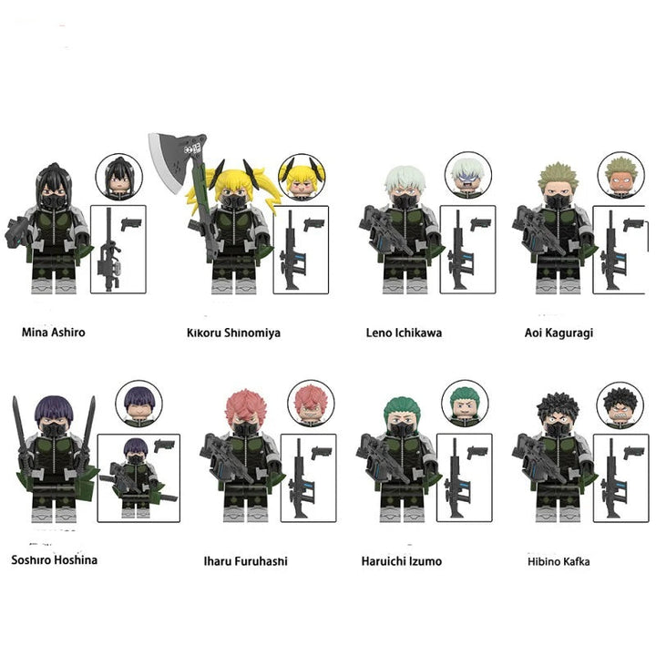 Kaiju No. 8 Minifigure Set of 8 - 2024 TV Series-Inspired Collectible Figures for Lego