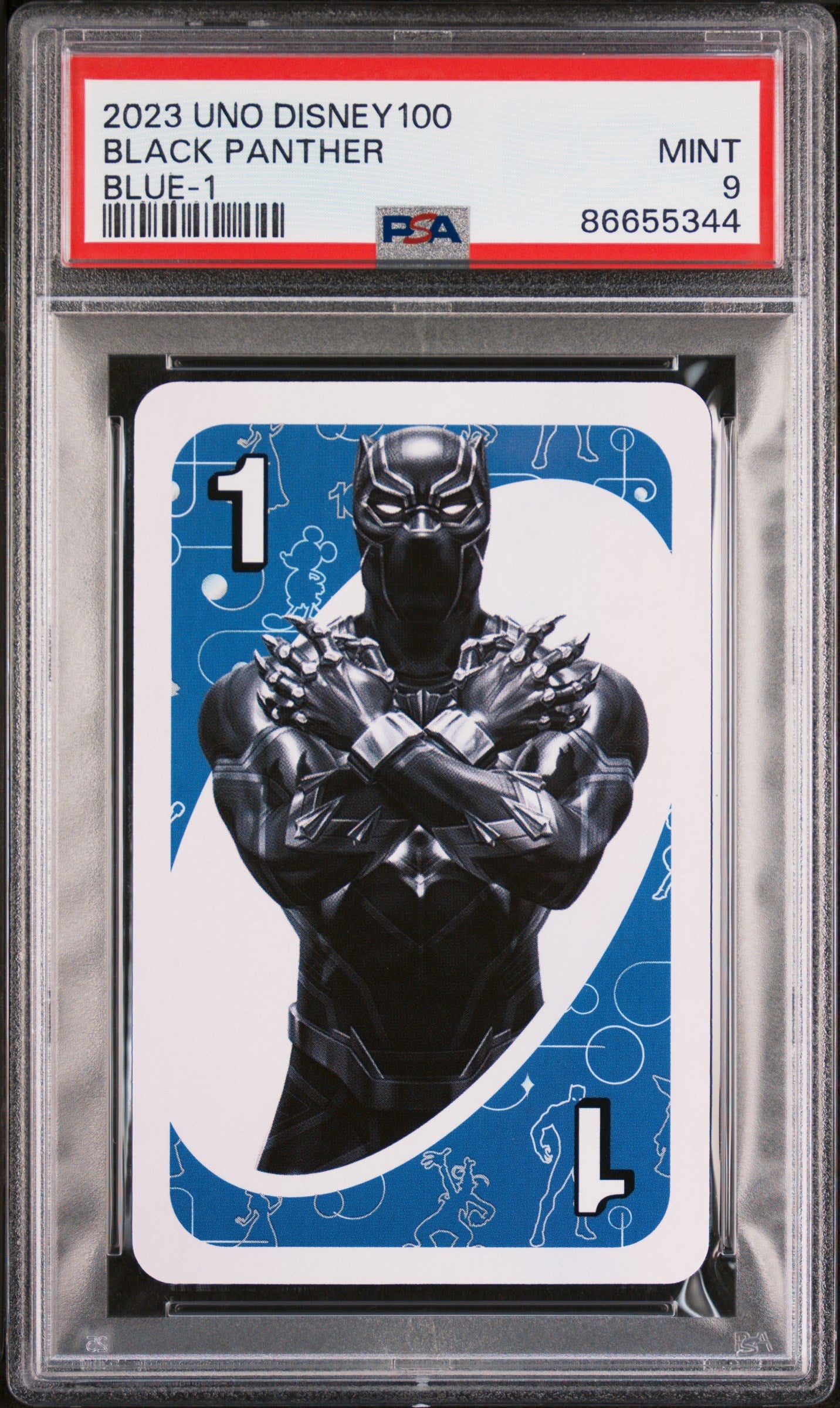 2023 UNO DISNEY 100 BLACK PANTHER BLUE 1 PSA 9